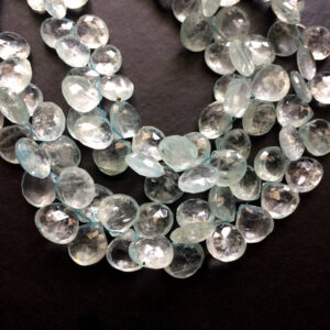 11-12mm Aquamarine Faceted Heart Beads, Natural Aquamarine Faceted Heart Beads, Aquamarine Briolettes (10pcs To 40pcs Options) - As5159 11-12mm Aquamarine Faceted Heart Beads, Natural Aquamarine Faceted Heart Beads, Aquamarine Briolettes (10pcs To 40pcs Options) - As5159