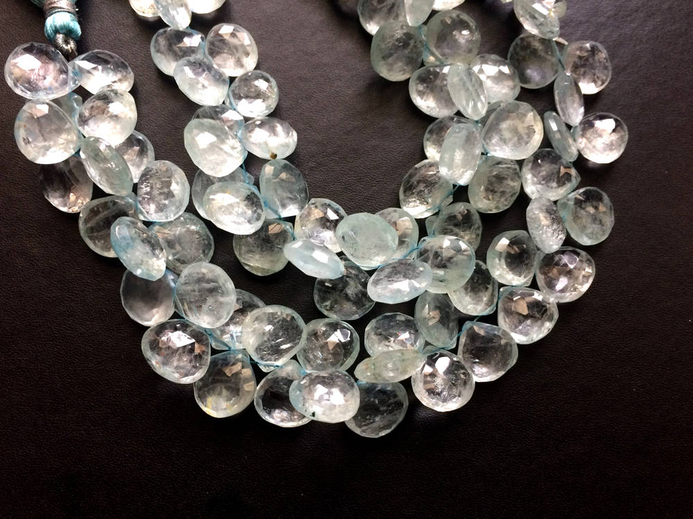 11-12mm Aquamarine Faceted Heart Beads, Natural Aquamarine Faceted Heart Beads, Aquamarine Briolettes (10pcs To 40pcs Options) - As5159