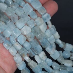 11X8-7X7MM  Aquamarine Gemstone Grade A Irregular Flat Rectangel Cube Loose Beads 15.5 inch Full Strand (80001319-A110)