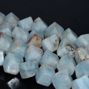 13X12-11X10MM  Aquamarine Gemstone Grade AB Diagonal-Drill Square Cube Loose Beads 15.5 inch Full Strand (80001533-A100)