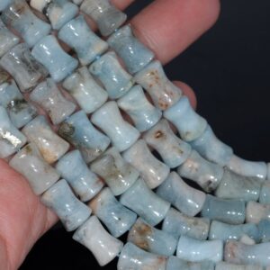 13X9-12X8MM  Aquamarine Gemstone Grade AB Bone Drum Loose Beads 8 inch Half Strand (80001457  H-A107)