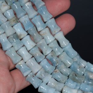 13X9-12X9MM  Aquamarine Gemstone Grade A Bone Drum Loose Beads 15.5 inch Full Strand (80001456-A107)