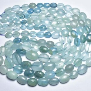 16 inches Unique Blue Aquamarine Matte Finished Oval Bead - Natural Beautiful Smooth Aquamarine Oval Briolettes - Size is 7-13 mm #379