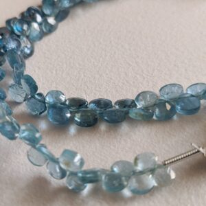 4-5mm Aquamarine Faceted Heart Briolettes, Aquamarine Heart Beads, Blue Aquamarine Bead For Jewelry (3in To 6in Options) - Adg317 4-5mm Aquamarine Faceted Heart Briolettes, Aquamarine Heart Beads, Blue Aquamarine Bead For Jewelry (3in To 6in Options) - Adg317