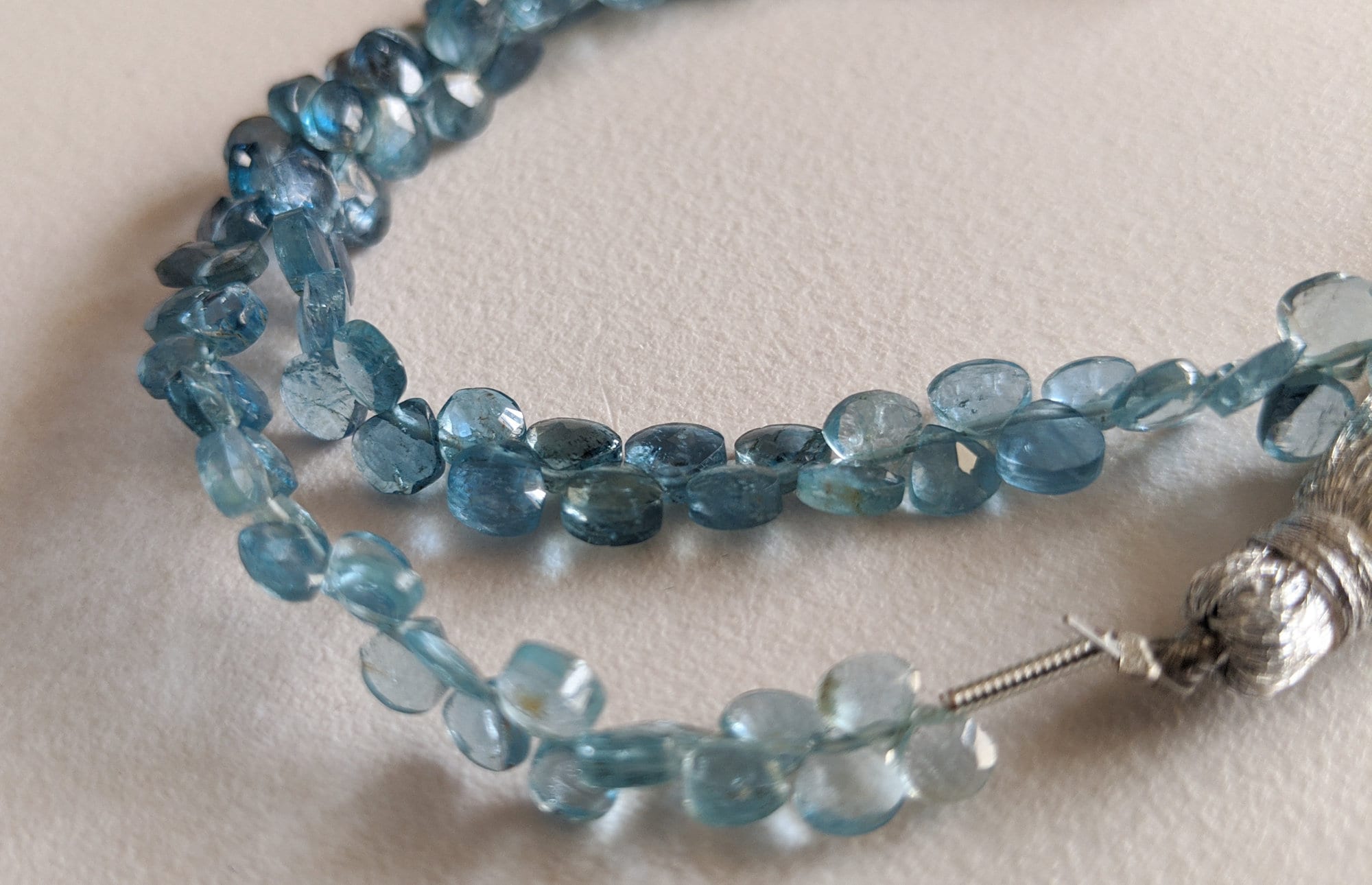 4-5mm Aquamarine Faceted Heart Briolettes, Aquamarine Heart Beads, Blue Aquamarine Bead For Jewelry (3in To 6in Options) - Adg317