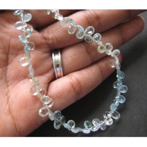 4x6mm Aquamarine Faceted Pear Shaped Briolettes, Blue Aquamarine Pear Beads For Jewelry, Aquamarine Pear (4in To 8in Options)