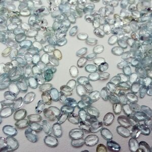 50 Faceted Natural Aquamarine Oval Beads: Wholesale Gemstones (4x6mm)