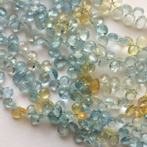 5x6mm Aquamarine Beads, Natural Aquamarine Faceted Pear Briolettes, Multi Aquamarine For Necklace, 4 Inches Aquamarine For Jewelry - Aq100