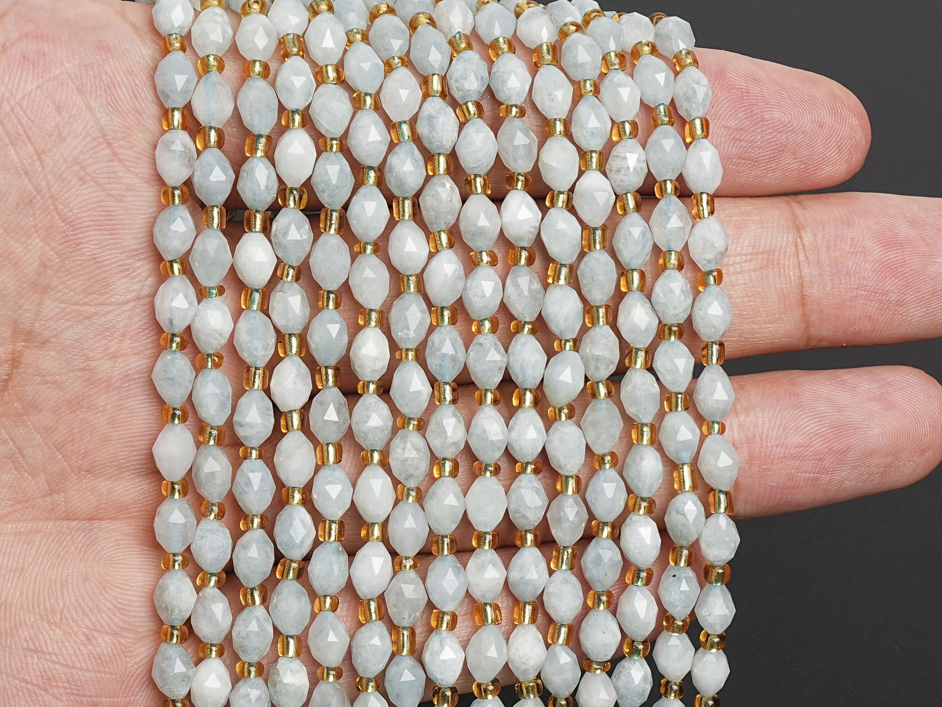 6mm Light Blue Aquamarine Beads Grade Aa Genuine Natural Gemstone Drum Barrel Rice Bead Loose Beads 15"/7.5" Bulk Lot Options(126635)