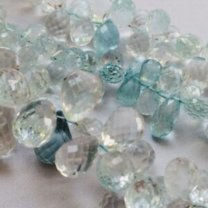 7x11mm - 14x9mm Aquamarine Micro Faceted Tear Drop Beads, Aquamarine Beads,, 10 Pieces Aquamarine Faceted Tear Drop For Jewelry - Goda2150