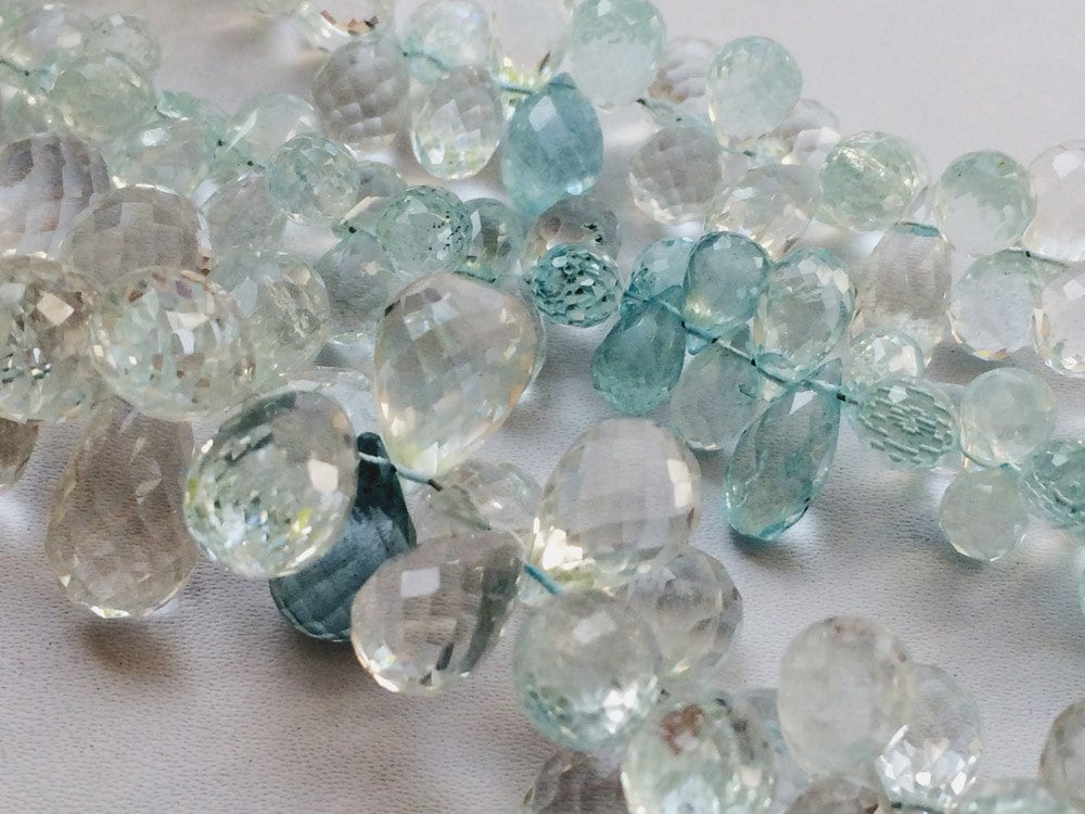 7x11mm - 14x9mm Aquamarine Micro Faceted Tear Drop Beads, Aquamarine Beads,, 10 Pieces Aquamarine Faceted Tear Drop For Jewelry - Goda2150