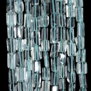 7x4-9x4mm Aquamarine Gemstone Grade Aaa Blue Rectangle Tube Loose Beads 14.5 Inch Full Strand (90185132-891)