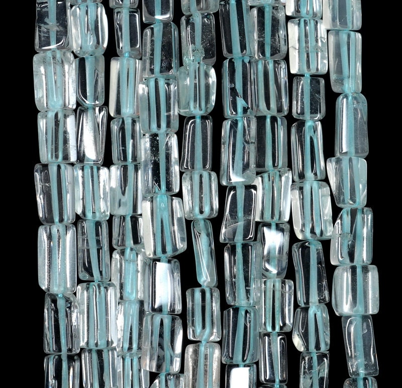7x4-9x4mm Aquamarine Gemstone Grade Aaa Blue Rectangle Tube Loose Beads 14.5 Inch Full Strand (90185132-891)
