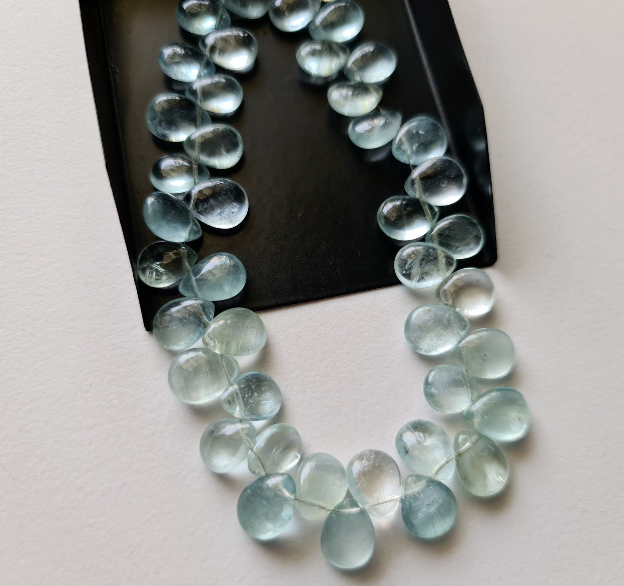 7x9mm - 8x19mm Aquamarine Plain Pear Briolettes, Natural Aquamarine Pear Beads, 4 Inches 24 Pcs Blue Aquamarine Bead For Jewelry - Pdg336