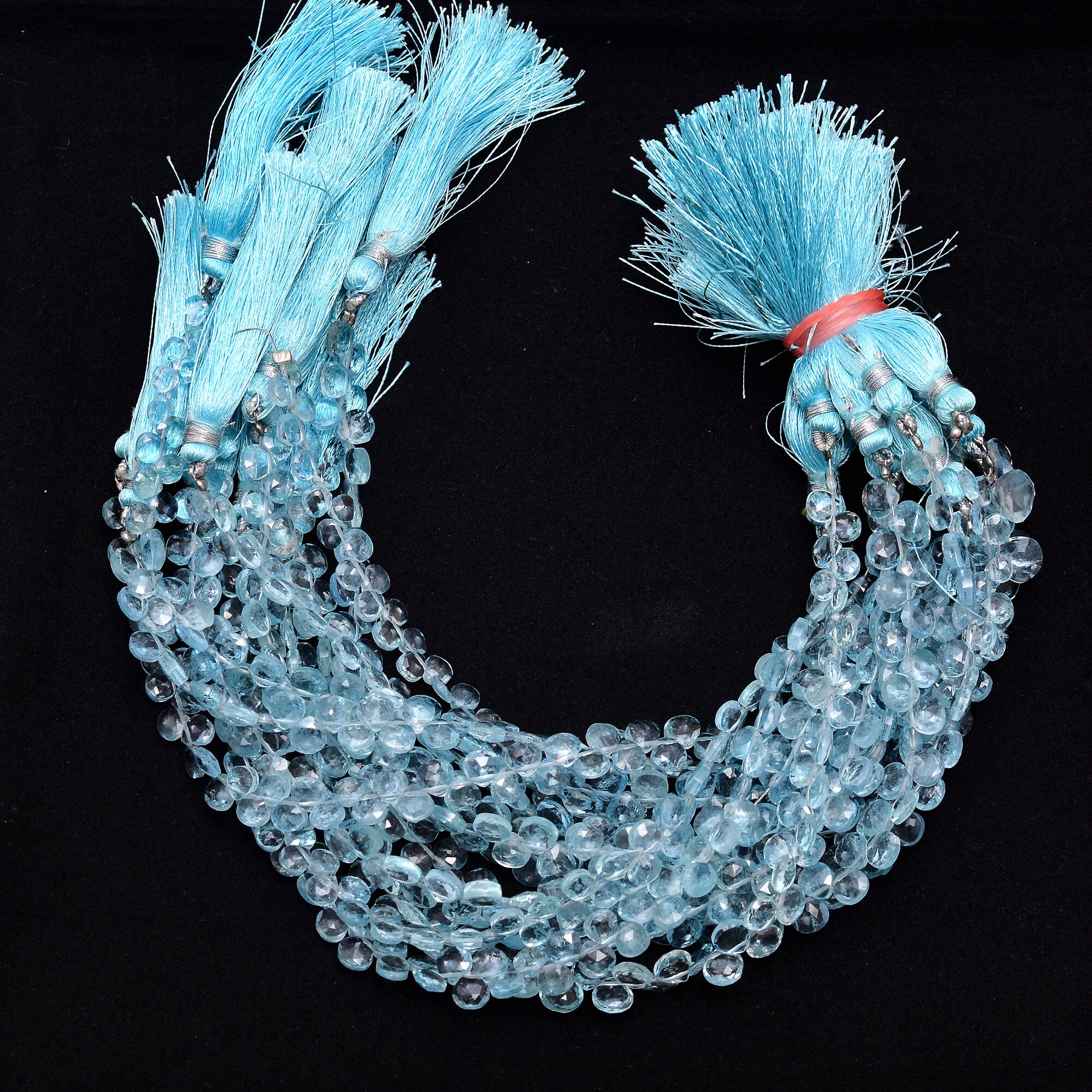 Aaa+ Aquamarine Gemstone 6mm Heart Briolette Beads | Natural Aquamarine Semi Precious Gemstone Loose Faceted Beads | 8inch Strand