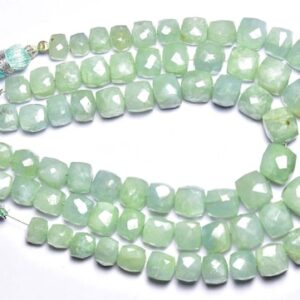 Aquamarine Cube Beads - 7 Inches,natural Icy Blue Opaque Aquamarine Faceted Cube,box Briolettes,size Is 6.50-8mm #501