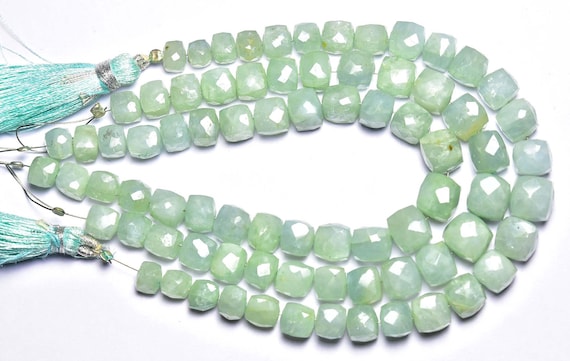 Aquamarine Cube Beads - 7 Inches,natural Icy Blue Opaque Aquamarine Faceted Cube,box Briolettes,size Is 6.50-8mm #501
