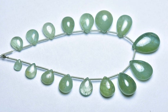 Heliodor Aquamarine Pear Beads - 6.5 Inches - Beautiful Natural Heliodor Pear Smooth Briolettes - Size Is 7x9 -12x16mm #1326 Heliodor Aquamarine Pear Beads - 6.5 Inches - Beautiful Natural Heliodor Pear Smooth Briolettes - Size Is 7x9 -12x16mm #1326