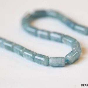 M/ Aquamarine 6x10mm Tube Beads 16" Strand Natural Gemstone Beads Shade Varies For Jewelry Making