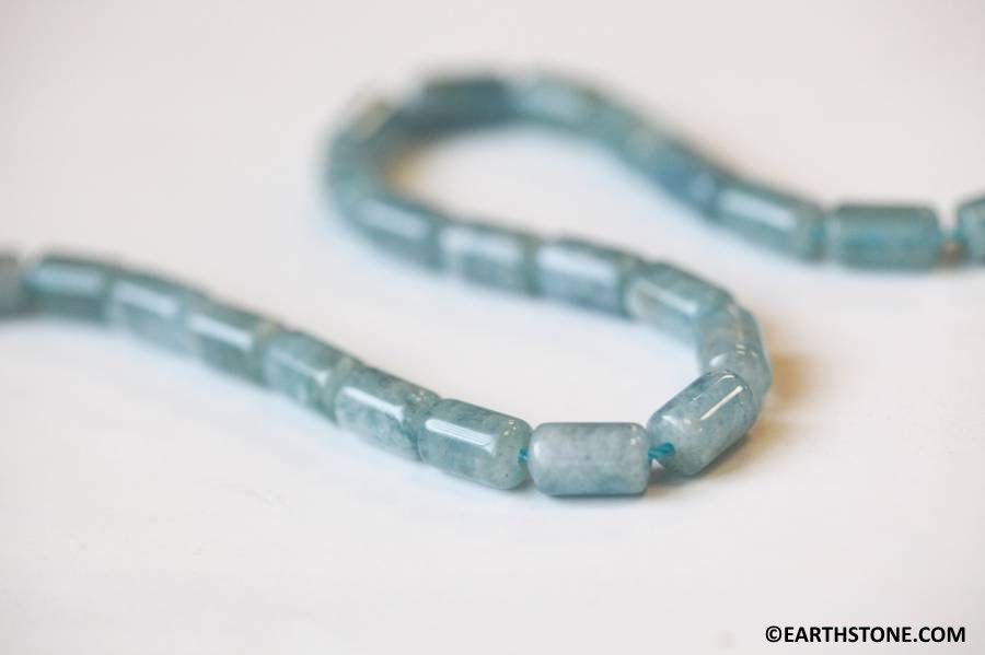 M/ Aquamarine 6x10mm Tube Beads 16" Strand Natural Gemstone Beads Shade Varies For Jewelry Making M/ Aquamarine 6x10mm Tube Beads 16" Strand Natural Gemstone Beads Shade Varies For Jewelry Making