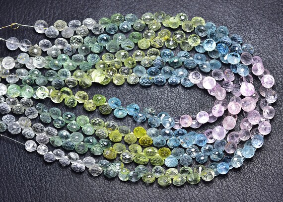 Multi Aquamarine Onion Beads - 10 Inches - Natural Faceted Aquamarine Onion Briolettes - Size Is 5 -6 Mm #1197