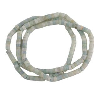 Natural Aquamarine- 2x4mm Heishi Stretchy Bracelet- 7 inches