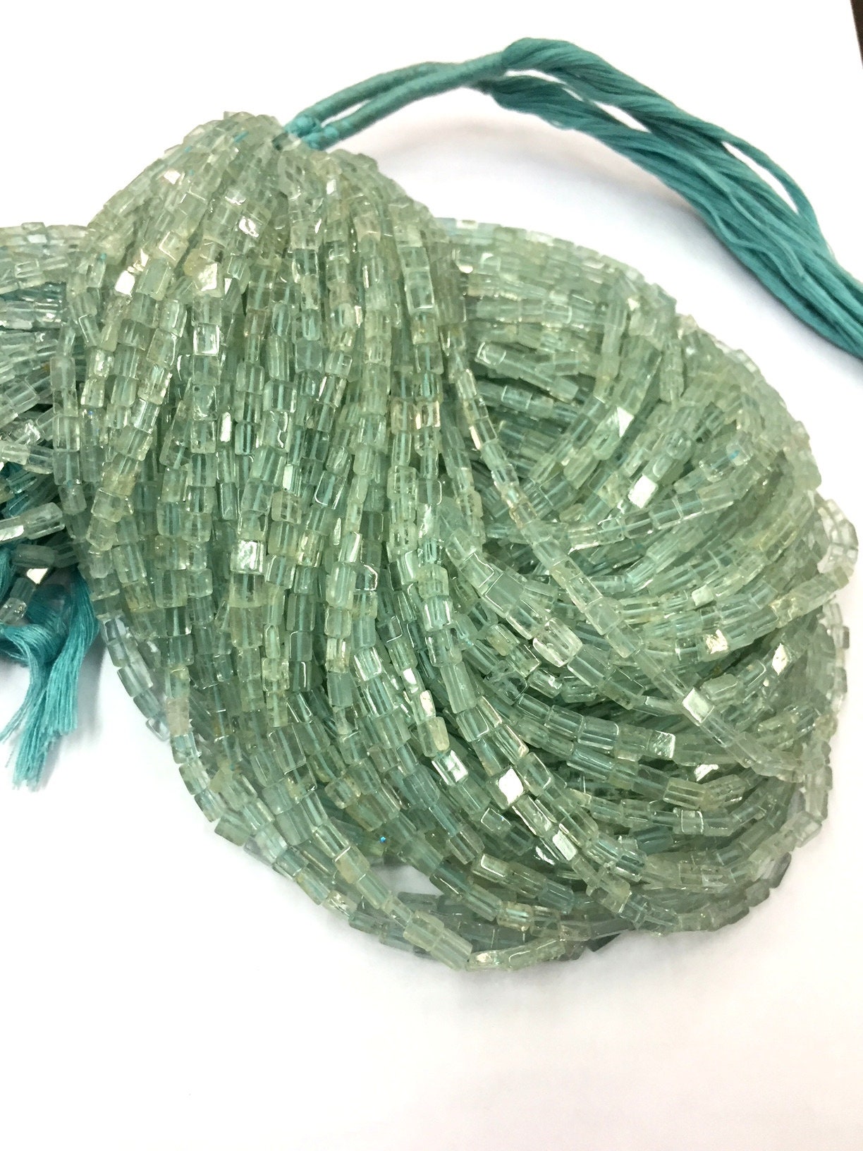 Natural Aquamarine Smooth Rectangle Beads 4mm Gemstone Beads 14" 10 Strand Wholesale Price