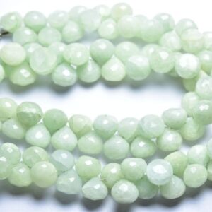 Aquamarine Onion Beads - 8 inches - Natural Finest Quality Faceted Milky Aquamarine Onion Briolettes - Size is 8.5 - 8 mm #1944