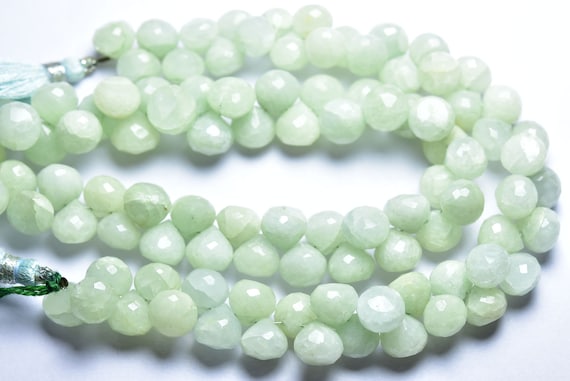 Aquamarine Onion Beads - 8 Inches - Natural Finest Quality Faceted Milky Aquamarine Onion Briolettes - Size Is 8.5 - 8 Mm #1944