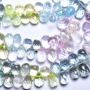 Superb Quality Aquamarine Teardrop Beads - 8 Inches - Natural Micro Faceted Multi Color Aquamarine Tear Drop - Size Is 8x6 -10x6 Mm #1154 Superb Quality Aquamarine Teardrop Beads - 8 Inches - Natural Micro Faceted Multi Color Aquamarine Tear Drop - Size Is 8x6 -10x6 Mm #1154