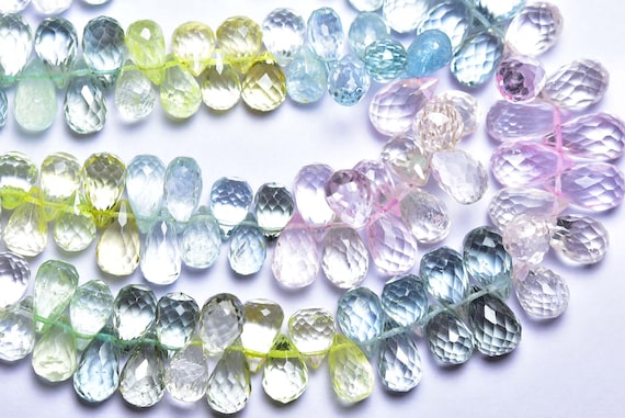 Superb Quality Aquamarine Teardrop Beads - 8 Inches - Natural Micro Faceted Multi Color Aquamarine Tear Drop - Size Is 8x6 -10x6 Mm #1154