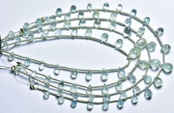 Aquamarine Teardrop Beads - 7 Inches,beautiful Natural Aquamarine Teardrop Briolettes,clean Aquamarine Tear Drops,size Is 5x3-6x8mm #162