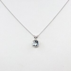 14k White Gold Aquamarine Solitaire Pendant Necklace (1.2ct)