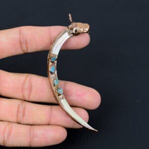 Abalone & Aquamarine Copper Electroformed Pendant - Handmade