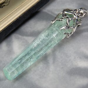 Crystal Aquamarine Necklace Blue Beryl Silver Pendant Polished Nugged Large Necklace Mens Gift Chronicles Of Narnia Movies Lotr Style Gift