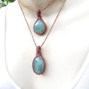 Aquamarine Crystal Necklace Set, Gift For Daughter, Gift For Wife, Womens Gift, Crystal Pendant, Jewelry Set, Stone Necklace