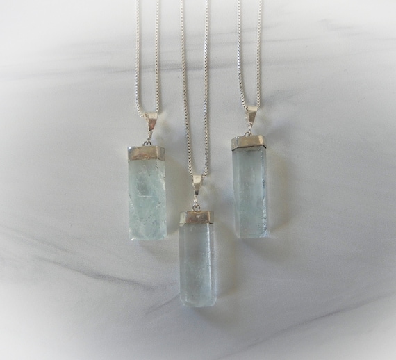 Aquamarine Gemstone Necklace Sterling Silver • Raw Aquamarine Necklace • Aquamarine Point • Sterling Aquamarine Pendant • March Birthstone Aquamarine Gemstone Necklace Sterling Silver • Raw Aquamarine Necklace • Aquamarine Point • Sterling Aquamarine Pendant • March Birthstone