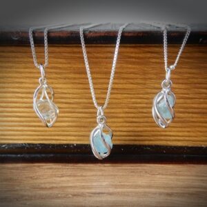Genuine Aquamarine Necklace Sterling Silver • March Birthstone Necklace • Gift For Her • Caged Stone Pendant • Birthstone Gifts For Her