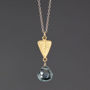 Aquamarine Pendant - Gold Pendant Necklace - Blue Gemstone Pendant - 18k Gold Necklace