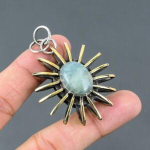 Handmade Aquamarine Pendant: 18k Gold Plated 925 Sterling Silver Cage Jewelry