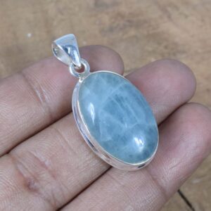 Handmade Aquamarine Pendant: 925 Sterling Silver Gemstone Jewelry Handmade Aquamarine Pendant: 925 Sterling Silver Gemstone Jewelry