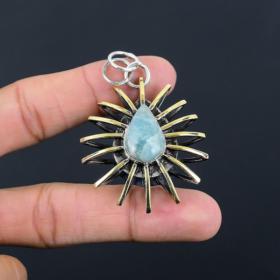 Handmade Pear Aquamarine Pendant: 925 Sterling Silver Gemstone Jewelry Handmade Pear Aquamarine Pendant: 925 Sterling Silver Gemstone Jewelry