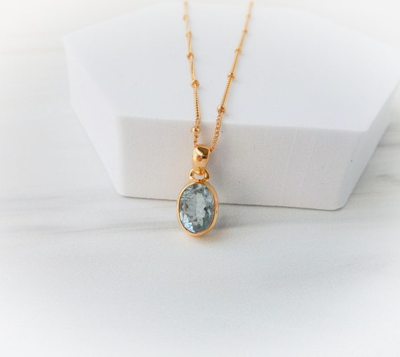 Aquamarine Necklace Gold Setting • Gold Vermeil Aquamarine Pendant • March Birthstone Necklace • Birthstone Jewelry • Holiday Gift Aquamarine Necklace Gold Setting • Gold Vermeil Aquamarine Pendant • March Birthstone Necklace • Birthstone Jewelry • Holiday Gift