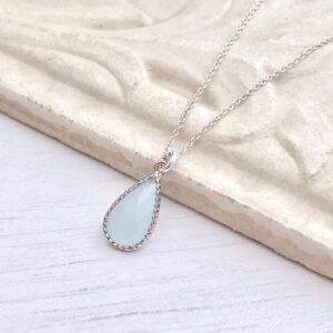Aquamarine Necklace, March Birthstone, Aquamarine Teardrop Pendant, Dainty Minimalist Aquamarine Gold Necklace, Layering Necklace for women
