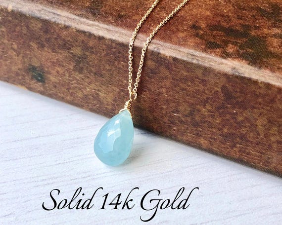 Aquamarine Necklace, March Birthstone, Milky Aqua Blue Teardrop Pendant, Solid 14k Gold Summer Necklace, Minimalist Jewelry Adjustable Chain Aquamarine Necklace, March Birthstone, Milky Aqua Blue Teardrop Pendant, Solid 14k Gold Summer Necklace, Minimalist Jewelry Adjustable Chain