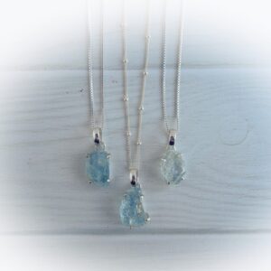 Aquamarine Necklace Sterling Silver • Aquamarine Pendant • Sterling Raw Aquamarine Necklace • March Birthstone Necklace • Affordable Gift