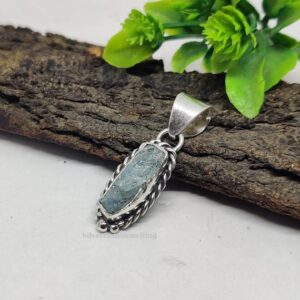 Raw Aquamarine Pendant: Handcrafted 925 Sterling Silver Dainty Necklace