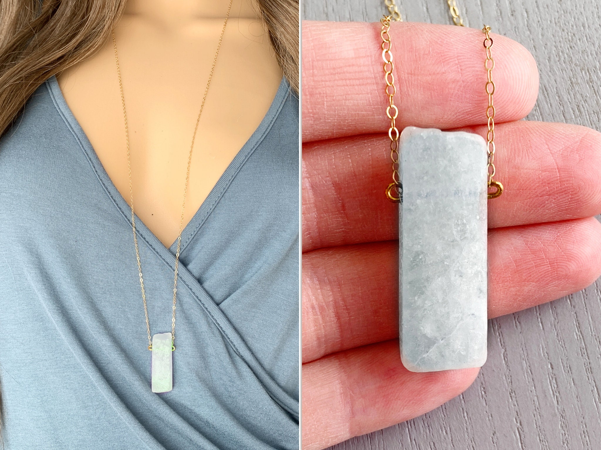 Long Aquamarine Crystal Necklace Silver, Handmade Aquamarine Jewelry Gold, March Birthstone Necklace, Blue Gemstone Pendant For Men, Women Long Aquamarine Crystal Necklace Silver, Handmade Aquamarine Jewelry Gold, March Birthstone Necklace, Blue Gemstone Pendant For Men, Women