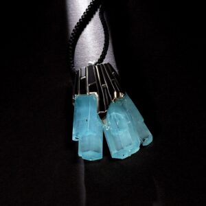 Spell - Large Aquamarine Crystal Silver Pendant - Pakistan Museum Collection Quality Necklace
