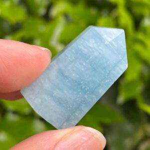 Mini Aquamarine Crystal Tower: Polished Gemstone Point (33x21mm, 18.3g)